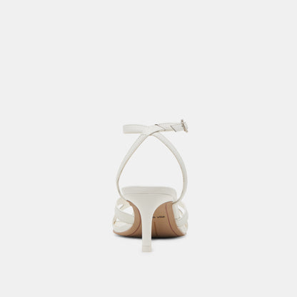 BECKI WIDE HEELS TRUE WHITE LEATHER - TRUE WHITE LEATHER