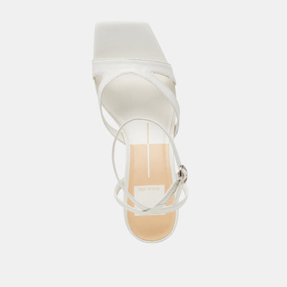 BECKI WIDE HEELS TRUE WHITE LEATHER - TRUE WHITE LEATHER