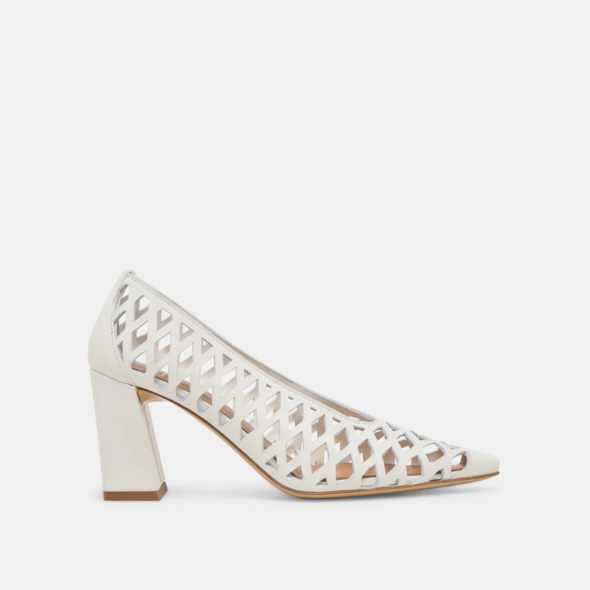 Tanya Bone Woven Leather Heels - BONE WOVEN LEATHER