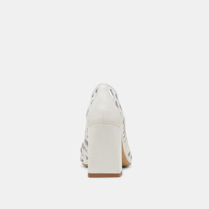 Tanya Bone Woven Leather Heels - BONE WOVEN LEATHER