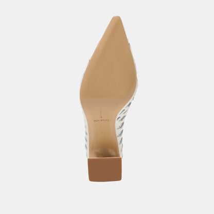 Tanya Bone Woven Leather Heels - BONE WOVEN LEATHER