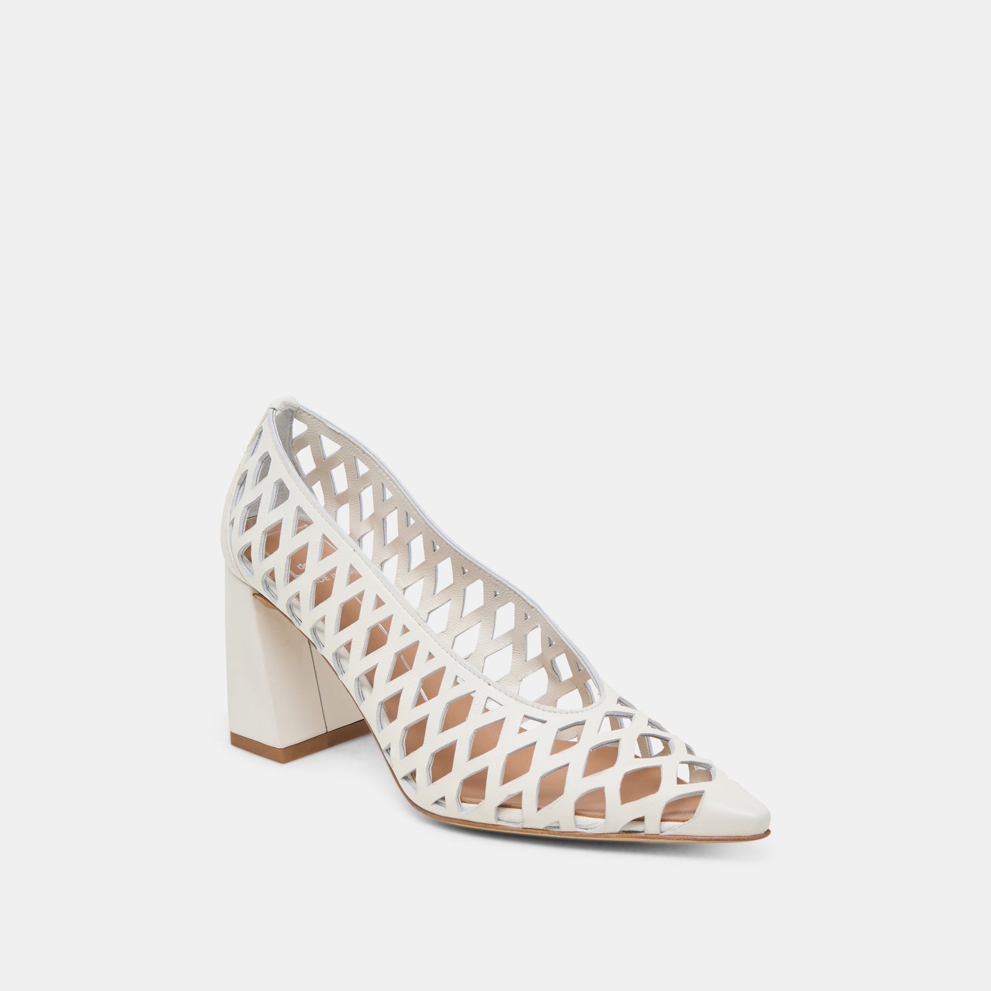 Tanya Bone Woven Leather Heels - BONE WOVEN LEATHER