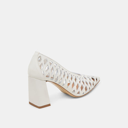 Tanya Bone Woven Leather Heels - BONE WOVEN LEATHER