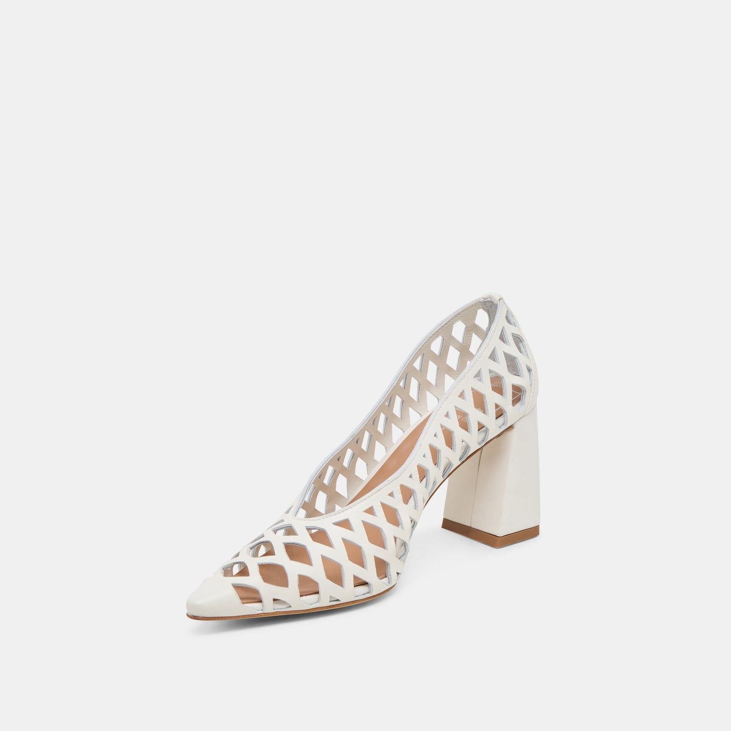 Tanya Bone Woven Leather Heels - BONE WOVEN LEATHER