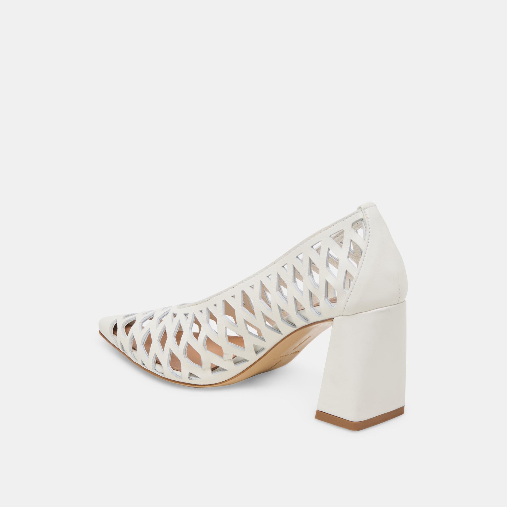 Tanya Bone Woven Leather Heels - BONE WOVEN LEATHER