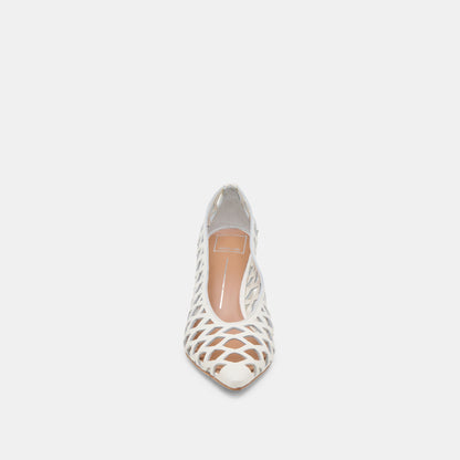Tanya Bone Woven Leather Heels - BONE WOVEN LEATHER