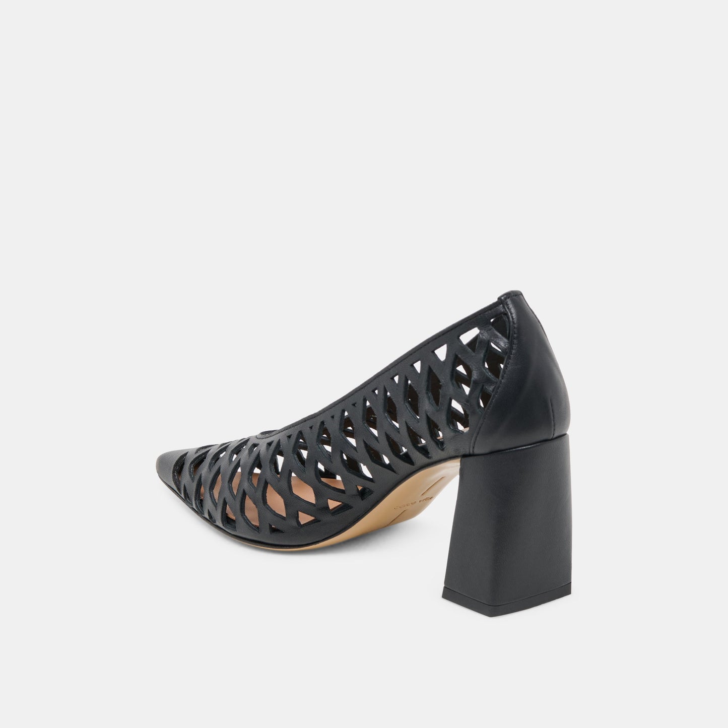 Tanya Black Woven Leather Heels - BLACK WOVEN LEATHER