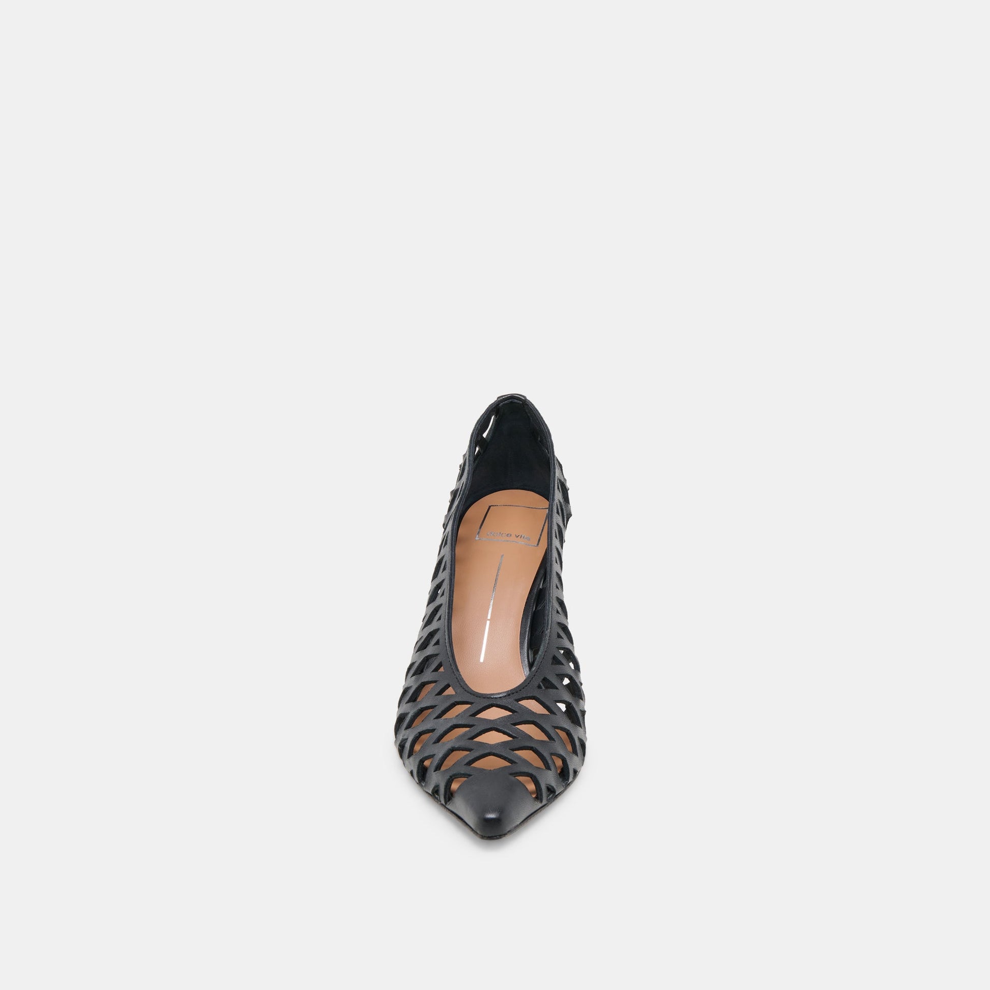 Tanya Black Woven Leather Heels - BLACK WOVEN LEATHER