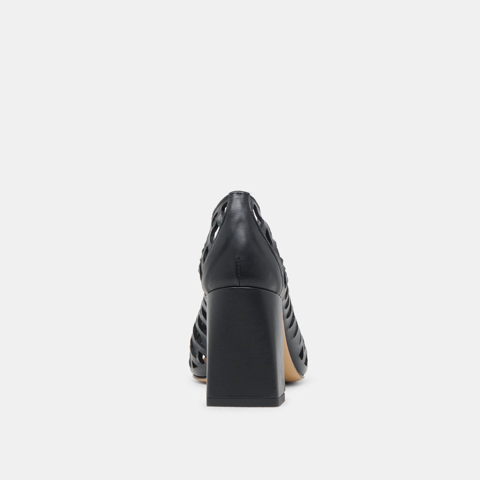 Tanya Black Woven Leather Heels - BLACK WOVEN LEATHER