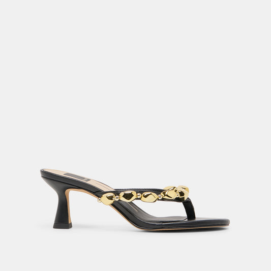Daksie Black Leather Heels - BLACK LEATHER