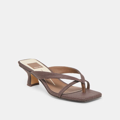 Brevel Chocolate Raffia Heels - CHOCOLATE RAFFIA