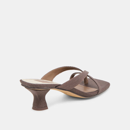Brevel Chocolate Raffia Heels - CHOCOLATE RAFFIA