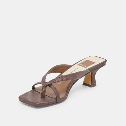 Brevel Chocolate Raffia Heels - CHOCOLATE RAFFIA
