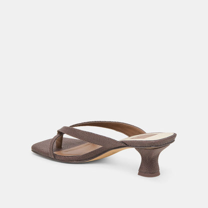 Brevel Chocolate Raffia Heels - CHOCOLATE RAFFIA