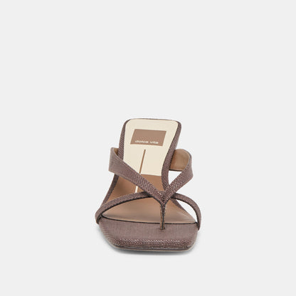 Brevel Chocolate Raffia Heels - CHOCOLATE RAFFIA