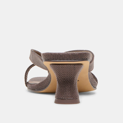 Brevel Chocolate Raffia Heels - CHOCOLATE RAFFIA