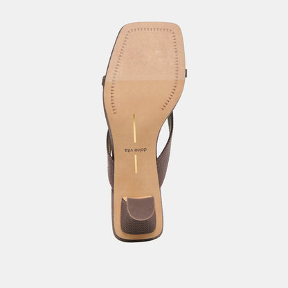 Brevel Chocolate Raffia Heels - CHOCOLATE RAFFIA