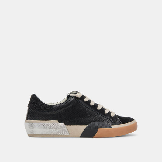 Zina Sneakers Onyx Embossed Leather - ONYX EMBOSSED LEATHER