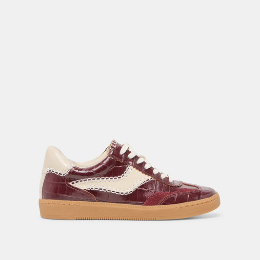 NOTICE STITCH SNEAKERS OXBLOOD CROCO EMBOSSED LEATHER - OXBLOOD CROCO EMBOSSED LEATHER