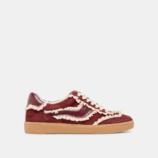 Notice Lace Oxblood Suede Sneakers - OXBLOOD SUEDE