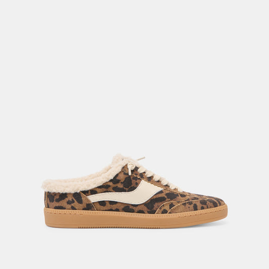 Notice Slide Plush Brown Leopard Printed Suede Sneakers - BROWN LEOPARD PRINTED SUEDE