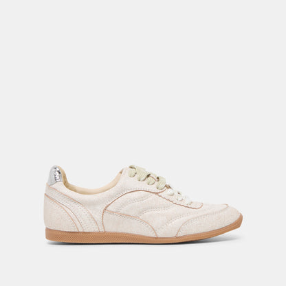 Laini Off White Crackled Leather Sneakers - OFF WHITE CRACKLED LEATHER