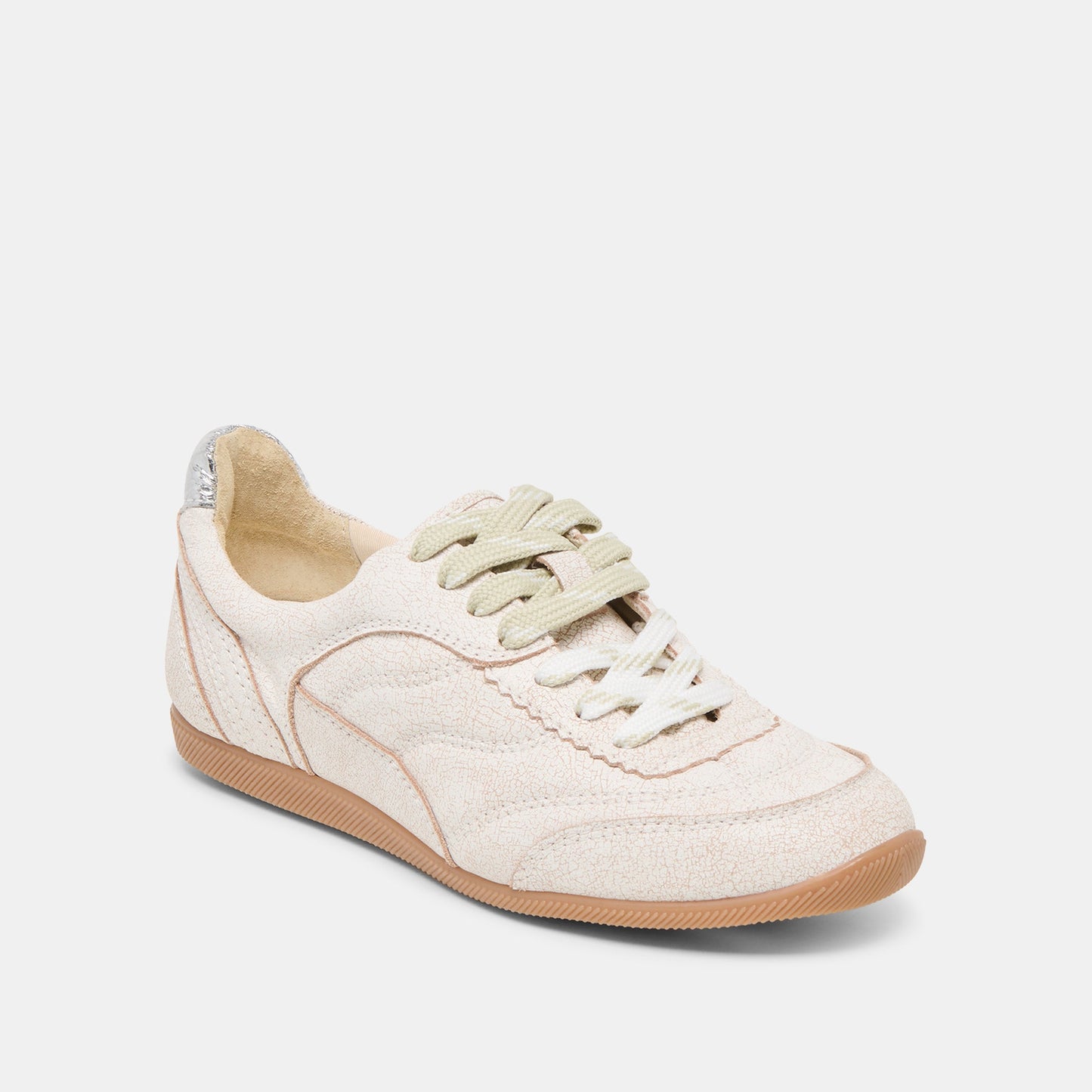 Laini Off White Crackled Leather Sneakers - OFF WHITE CRACKLED LEATHER