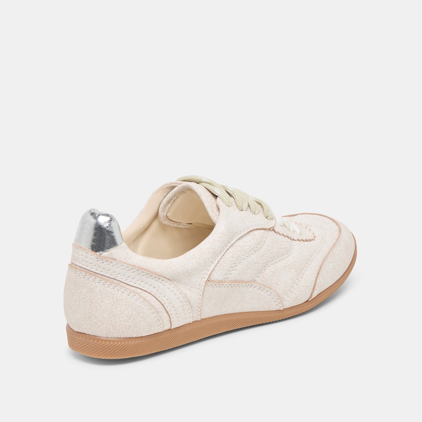 Laini Off White Crackled Leather Sneakers - OFF WHITE CRACKLED LEATHER