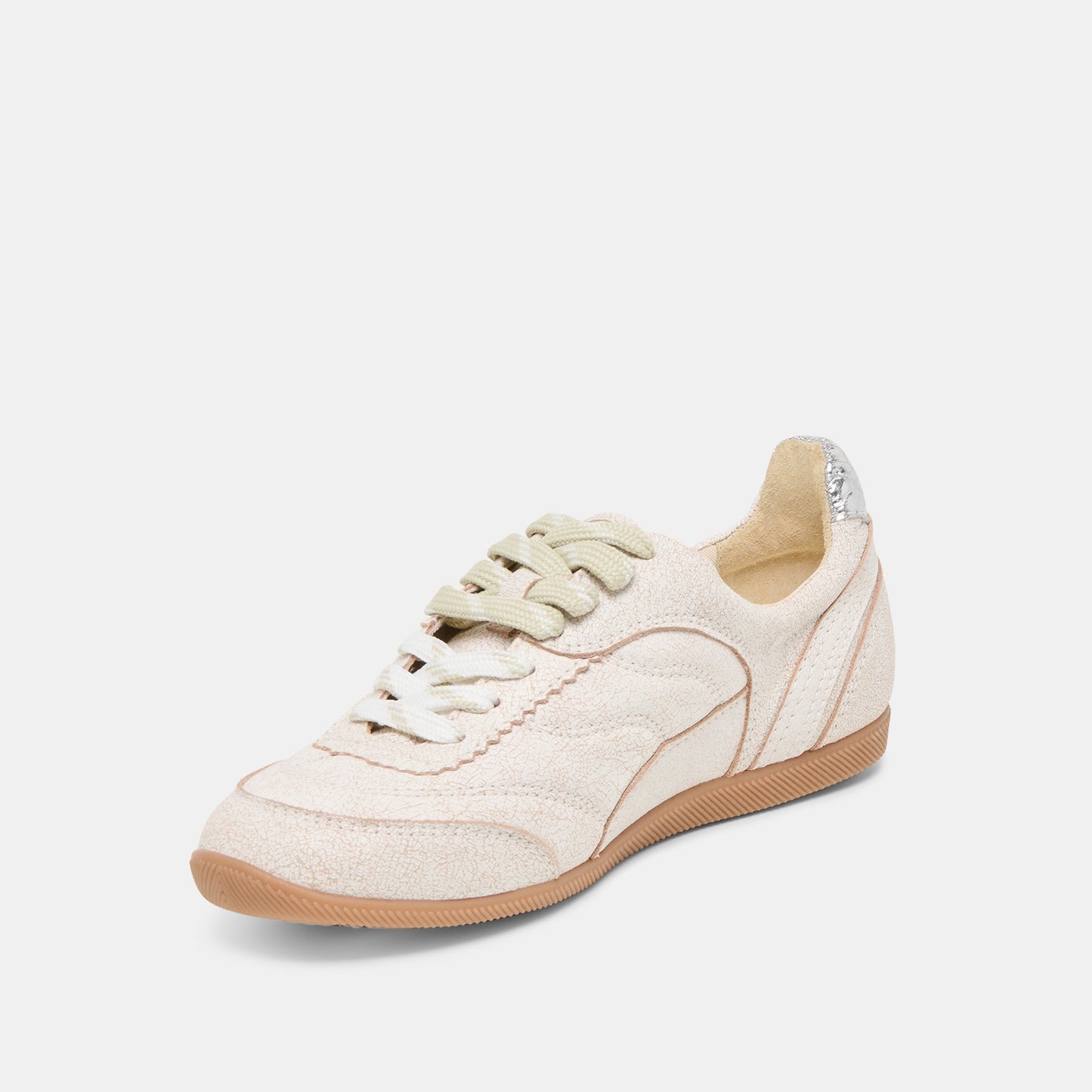 Laini Off White Crackled Leather Sneakers - OFF WHITE CRACKLED LEATHER