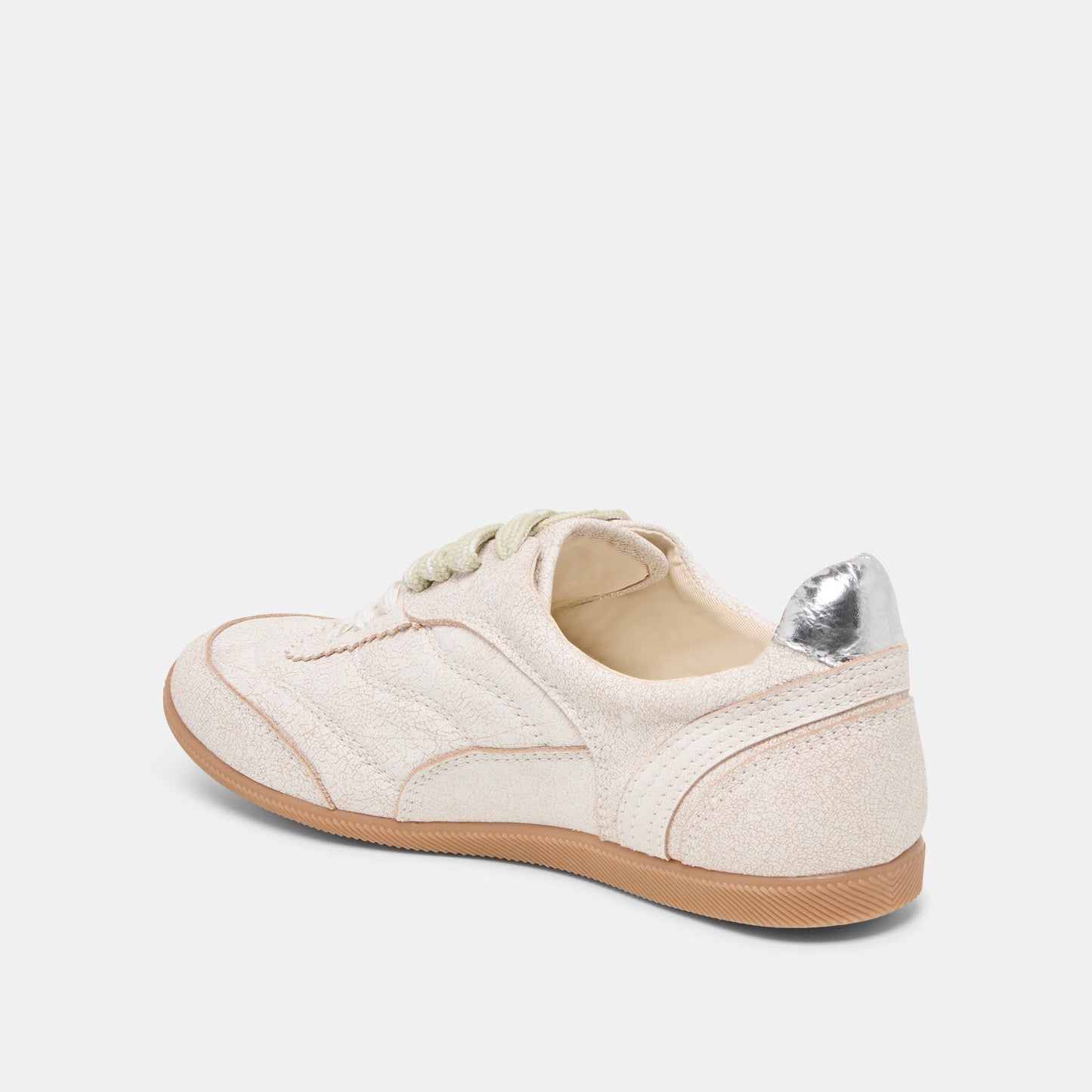 Laini Off White Crackled Leather Sneakers - OFF WHITE CRACKLED LEATHER