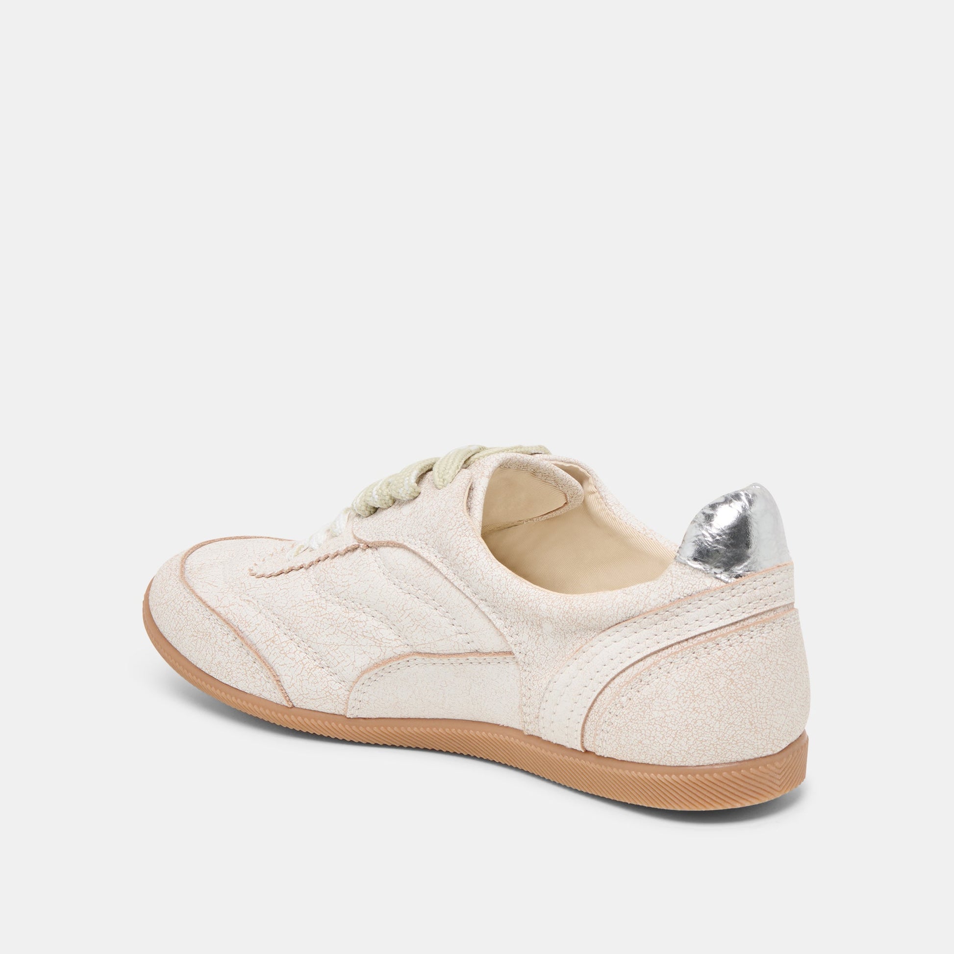 Laini Off White Crackled Leather Sneakers - OFF WHITE CRACKLED LEATHER