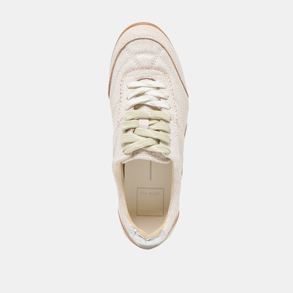 Laini Off White Crackled Leather Sneakers - OFF WHITE CRACKLED LEATHER
