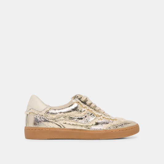 Notice Lace Platinum Distressed Leather Sneakers - PLATINUM DISTRESSED LEATHER