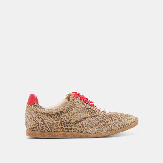 Laini Tan Leopard Printed Suede Sneakers - TAN LEOPARD PRINTED SUEDE