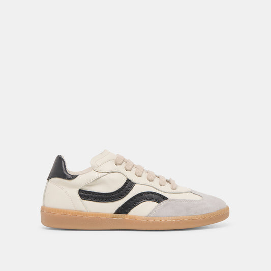 Rebel White Black Leather Sneakers - WHITE BLACK LEATHER