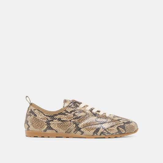 Viper Snake Print Embossed Leather Sneakers - SNAKE PRINT EMBOSSED LEATHER