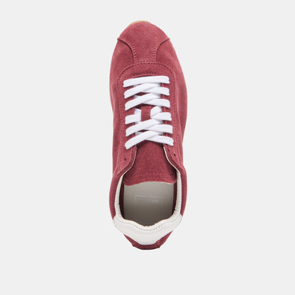 Serina Burgundy Suede Sneakers - BURGUNDY SUEDE
