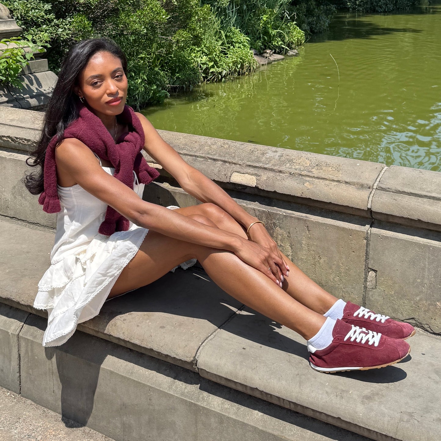 Serina Burgundy Suede Sneakers - BURGUNDY SUEDE
