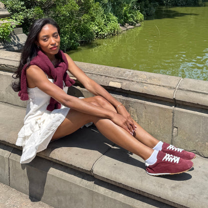 Serina Burgundy Suede Sneakers - BURGUNDY SUEDE