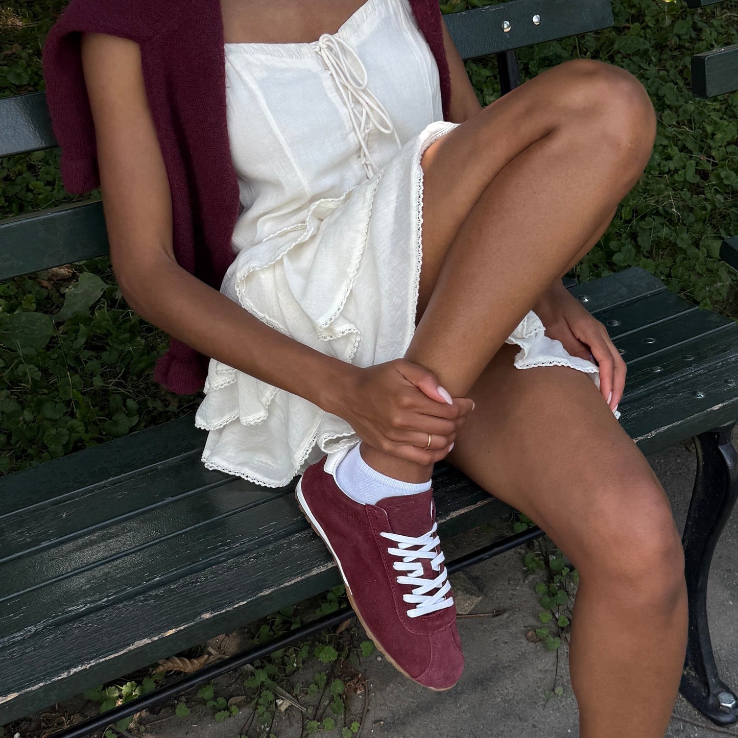Serina Burgundy Suede Sneakers - BURGUNDY SUEDE