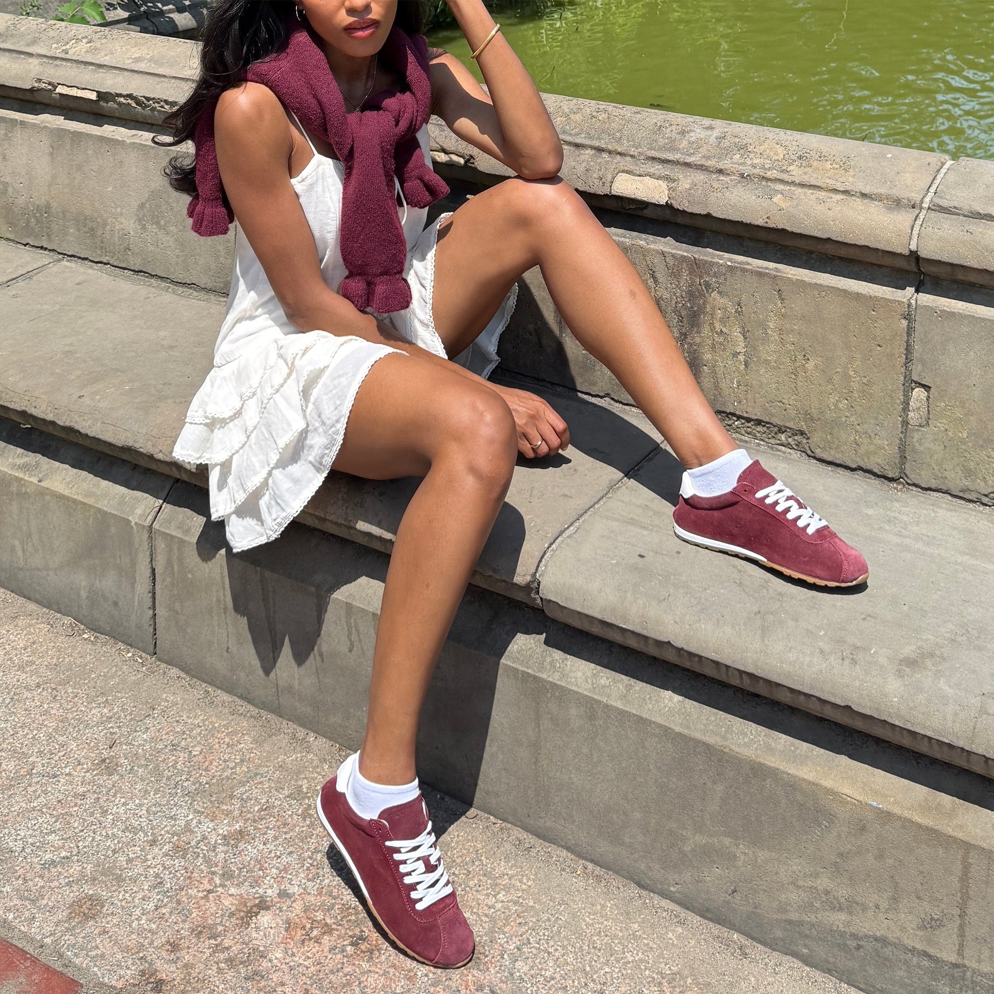 Serina Burgundy Suede Sneakers - BURGUNDY SUEDE