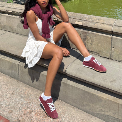 Serina Burgundy Suede Sneakers - BURGUNDY SUEDE