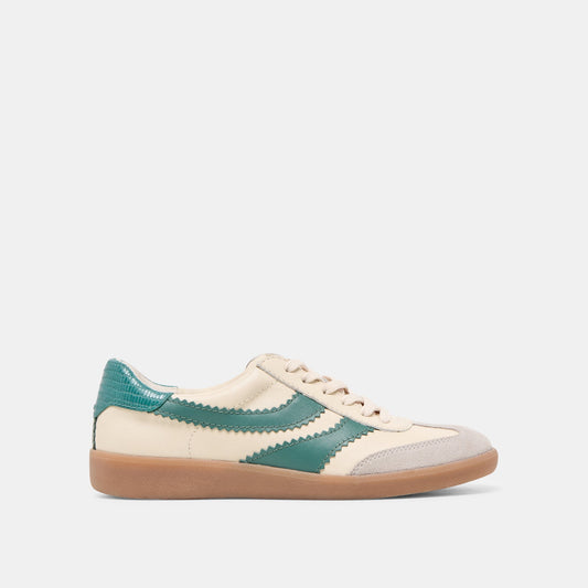 Merit White Green Leather Sneakers - WHITE GREEN LEATHER