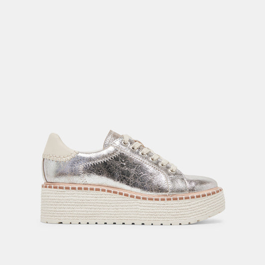 TWAIN SNEAKERS SILVER CRACKLED LEATHER - SILVER CRACKLED LEATHER