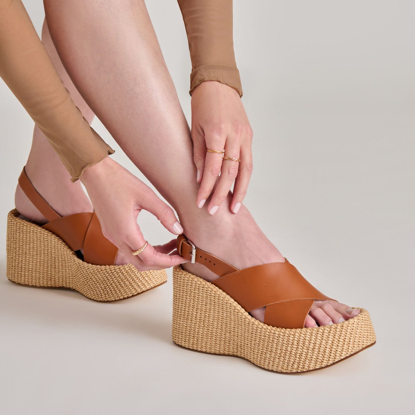 SKYLAR WEDGES BROWN LEATHER - BROWN LEATHER