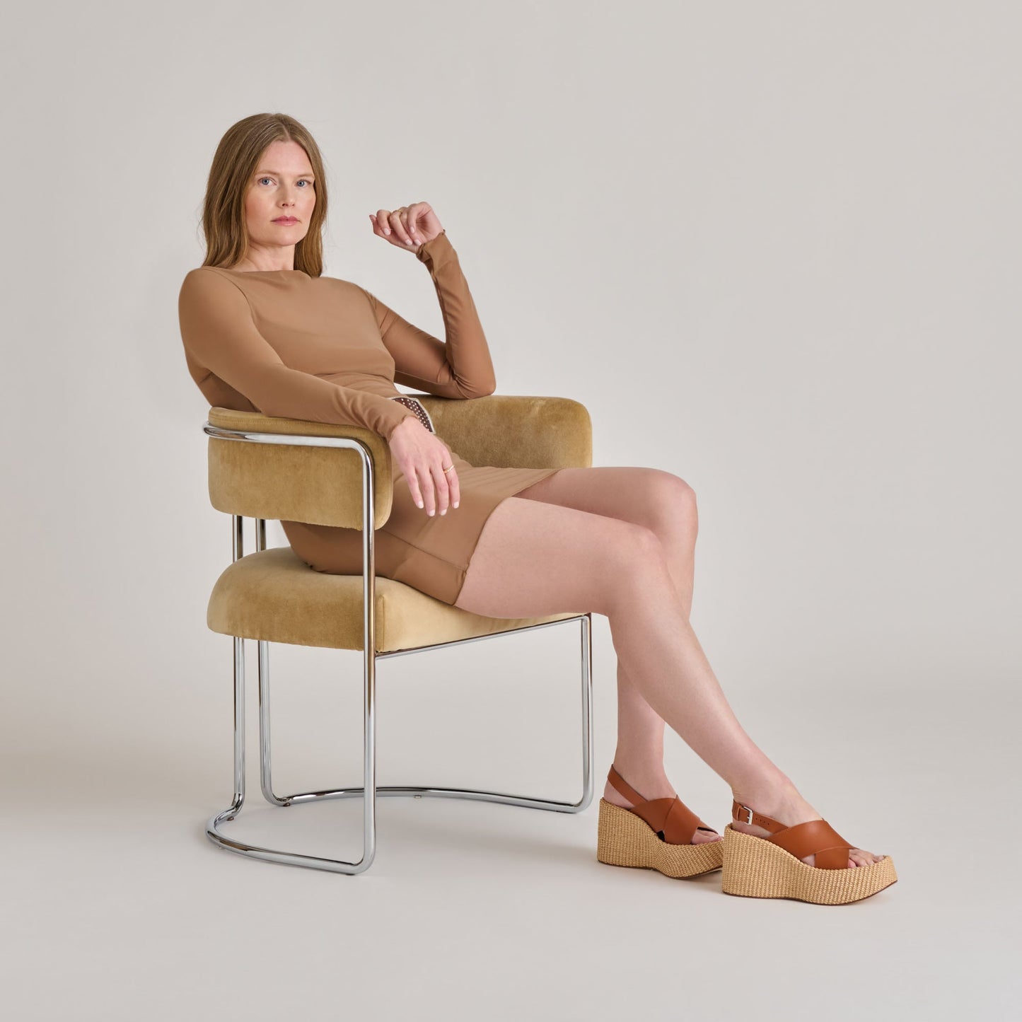 SKYLAR WEDGES BROWN LEATHER - BROWN LEATHER