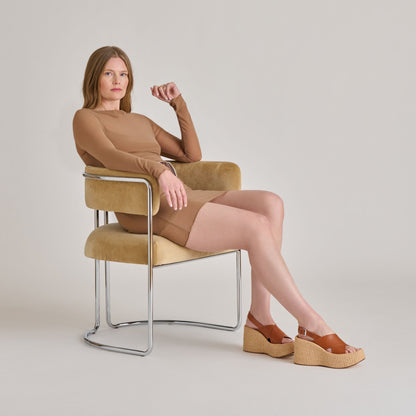 SKYLAR WEDGES BROWN LEATHER - BROWN LEATHER