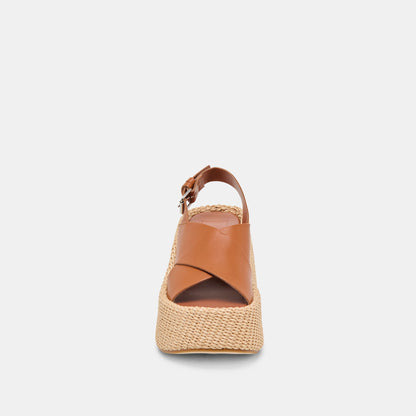 SKYLAR WEDGES BROWN LEATHER - BROWN LEATHER