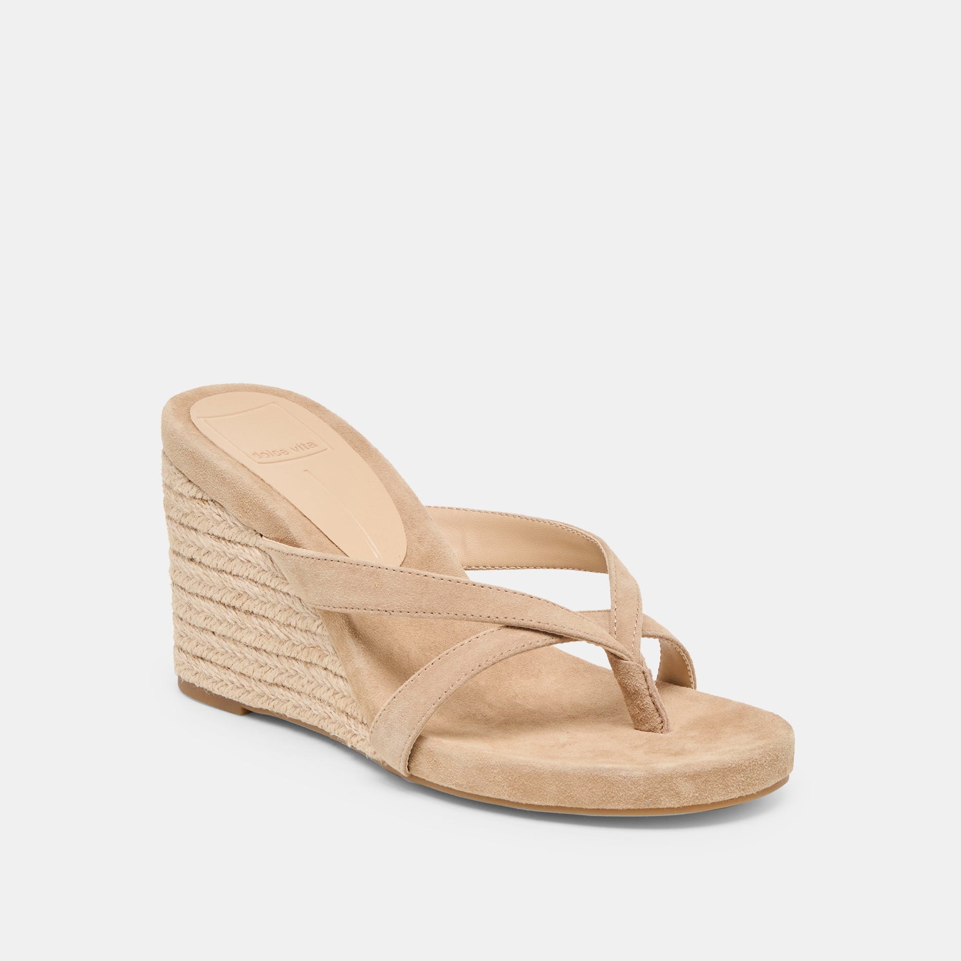 Helan Espadrille Camel Suede Wedges - CAMEL