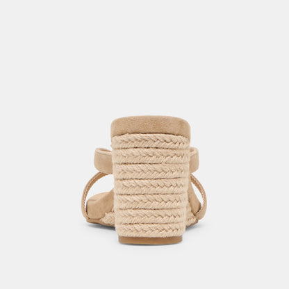Helan Espadrille Camel Suede Wedges - CAMEL
